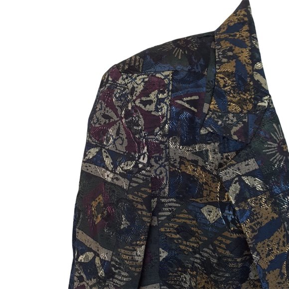 Vintage 80's Samantha David Women's L Metallic Blazer Jacket Shoulder Pads - Picture 3 of 13